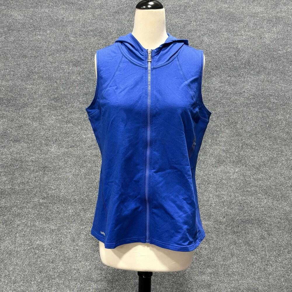 Lauren Ralph Lauren Jacket Womens Large Blue Hooded Sleeveless Full Zip NWT